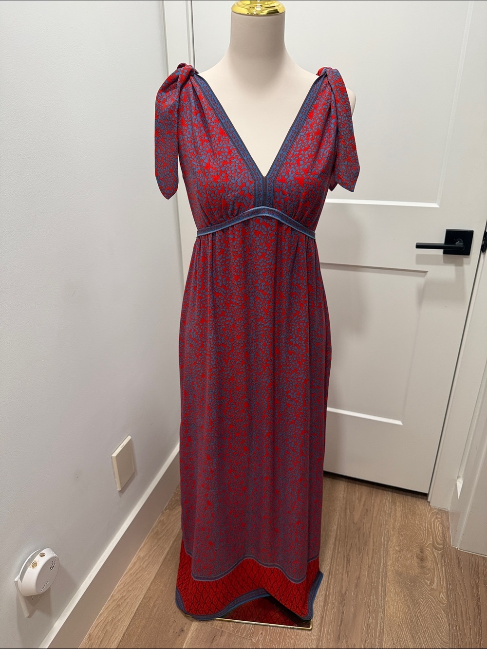Chelsea & Violet Red and Blue Floral Tie-Shoulder Maxi Dress